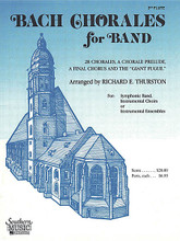 Bach Chorales for Band (2nd Flute). By Johann Sebastian Bach (1685-1750). Arranged by Richard S. Thurston. For Concert Band. Band - Band Collection. Southern Music. Grade 2. 16 pages. Southern Music Company #B474FL2. Published by Southern Music Company.
Product,65296,Bach Chorales for Band (2nd B-Flat Trumpet)"