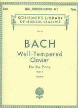 Well Tempered Clavier - Book 2 (Piano Solo). By Johann Sebastian Bach (1685-1750). Arranged by Carl Czerny. For piano. Piano Large Works. Baroque. SMP Level 10 (Advanced). Collection. Introductory text and performance notes (does not include words to the songs). 131 pages. G. Schirmer #LB14. Published by G. Schirmer.

Includes preludes and fugues in each of the 24 major and minor keys.

About SMP Level 10 (Advanced) 

Very advanced level, very difficult note reading, frequent time signature changes, virtuosic level technical facility needed.