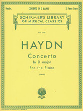 Concerto in D (National Federation of Music Clubs 2014-2016 Selection Piano Duet). By Franz Joseph Haydn (1732-1809). Edited by Rudolph Ganz. For Piano, 2 Pianos, 4 Hands. Piano. Junior Class 3 piece for the Piano Concerto event with the National Federation of Music Clubs (NFMC) Festivals Bulletin 2008-2009-2010. SMP Level 8 (Early Advanced); NFMC Level: Junior Class 3. 56 pages. G. Schirmer #LB1700. Published by G. Schirmer.

Two Pianos, Four Hands. 2 Copies needed to perform.

About SMP Level 8 (Early Advanced) 

4 and 5-note chords spanning more than an octave. Intricate rhythms and melodies.
