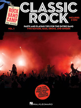 Classic Rock - Rock Band Camp Volume 1 (Book/2-CD Pack). By Various. For Bass, Drums, Guitar, Vocal. Rock Camp. Softcover with CD. Guitar tablature. 64 pages. Published by Hal Leonard.

These books are designed for the first-time performer or weekend warrior who's learning how to play in a band. They include parts and playing tips for the entire band: two guitars, bass, drums, and singer! Each book comes with two CDs that contain full-band tracks for each song as well as “minus-one” tracks for each instrument for each song so players can practice on their own between band rehearsals. Five songs, including: Bang a Gong (Get It On) (T. Rex) • The Boys Are Back in Town (Thin Lizzy) • China Grove (Doobie Brothers) • Free Fallin' (Tom Petty) • Jet Airliner (Steve Miller Band).