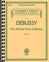 Debussy - The Ultimate Piano Collection (Schirmer's Library of Musical Classics Volume 2105). By Claude Debussy (1862-1918). For Piano. Piano Collection. 488 pages. Published by G. Schirmer.

Contains nearly every piece of piano music Debussy wrote in this giant, 488-page, comb-bound book. Includes: Children's Corner * Deux arabesques * complete Études * Pour le piano * complete Préludes * Suite bergamasque * plus 27 other pieces.