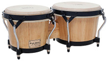 Supremo Series Natural Finish Bongos (7 inch. & 8-1/2 inch.). For Bongos. Tycoon. Tycoon Percussion #STB-BN. Published by Tycoon Percussion.

Constructed of hand-selected, aged Siam Oak wood, these bongos feature black powder-coated Classic Pro hoops and large 5/16″ diameter tuning lugs. They also feature high quality water buffalo skin heads, and the finish is super high-gloss for a distinct look. Ideal for students and percussion enthusiasts! Tuning wrench included.