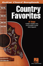Country Favorites by Various. For Guitar. Guitar Chord Songbook. Softcover. 152 pages. Published by Hal Leonard.

This 6″ x 9″ collection lets you carry around over 60 country favorites so you can play whenever or wherever the urge strikes! Songs include: Achy Breaky Heart (Don't Tell My Heart) • Act Naturally • Brand New Man • Coward of the County • Daddy's Hands • Gone Country • Grandpa (Tell Me 'Bout the Good Old Days) • I'm Not Lisa • The Long Black Veil • Make the World Go Away • Ruby, Don't Take Your Love to Town • She Thinks His Name Was John • To All the Girls I've Loved Before • When She Cries • When You Say Nothing at All • You Decorated My Life • You Take Me for Granted • and more.