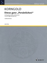 Etwas Ganz Personliches! (High Voice and Piano Trio). By Erich Wolfgang Korngold (1897-1957). Arranged by Hans Fuhlbom and Klaus Simon. Score & Parts. Ensemble. 28 pages. Schott Music #ED21736. Published by Schott Music.

Begun only as a melody and text by the composer in 1917, the piece was completed from facsimile sketches in 2012 for inclusion on the Naxos recording of the complete Korngold lieder.