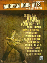 Modern Rock Hits for Easy Guitar by Various. For Guitar. Guitar Mixed Folio; Guitar TAB; Solo Guitar TAB (EZ/Int). Easy Guitar. Rock. Softcover. Guitar tablature. 72 pages. Hal Leonard #30438. Published by Hal Leonard.

The hottest guitar songs are now available for every guitarist to play! The Hits for Easy Guitar Series provides the ideal compilation of hit songs all arranged in easy guitar tab. Songs include: Boulevard of Broken Dreams (Green Day) • Broken (Seether featuring Amy Lee) • Complicated (Avril Lavigne) • Hey There Delilah (Plain White T's) • How You Remind Me (Nickelback) • I Don't Want to Be (Gavin DeGraw) • Misery Business (Paramore) • My Immortal (Evanescence) • New Shoes (Paolo Nutini) • New Soul (Yael Naim) • Paralyzer (Finger Eleven) • Photograph (Nickelback) • The Reason (Hoobastank) • Sorry (Buckcherry) • Umbrella (Marié Digby).