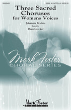 Three Sacred Choruses For Women's Voices (Mark Foster). By Johannes Brahms (1833-1897). Edited by Dean Crocker. For Choral (SSAA). Mark Foster. 16 pages..

Many of Brahms' early choral works are the result of his work in the 1850s as director of a women's choir in Hamburg and the choral society of Detmold. These three sacred choruses are based on rather complex contrapuntal forms: O Bone Jesu is a metric double canon in contrary motion. Adoramus te, Christe is a continuous four-voice canon at the fourth, fifth and octave. Regina coeli is a canon in contrary motion sung by two soloists with choral interjections of “Alleluia.” Together with the Ave Maria, these comprise Brahms' only published settings of Latin texts. Duration: ca. 3:30.

Minimum order 6 copies.