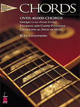 Chords by Joe Charupakorn. For Guitar. Guitar Educational. 208 pages. Published by Cherry Lane Music.

This book allows you to find any chord quickly and easily. Each chord is displayed on every possible string from the lowest to the highest with numerous voicing options. The unique Chord-Finder System™ is included on every page to help you locate the specific root you need, which allows for instant transposition and visualization. This is the ideal book for beginners seeking a well-organized, easy-to-follow guide to last a lifetime, and for professionals who need a reference of chords for every possible musical situation.