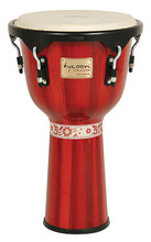 Artist Series Hand-Painted Red Finish Djembe (12 inch.). For Djembes. Tycoon. Tycoon Percussion #TJ-72BHPR. Published by Tycoon Percussion.

Ideal for the working percussionist! Constructed of hand-selected, aged Siam Oak wood, this djembe features a black powder-coated Deluxe hoop, reinforced side plates with 5/16″ diameter tuning lugs, and backing plates. It is 22″ tall, with a 12″ diameter head made of hand-picked premium quality goat skin. Super high-gloss finishing is applied to the drum, and as the name suggests, highly-skilled craftsmen painted the distinct color. A tuning wrench is included.