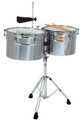 Extra-Deep Shell Chrome Timbales (14 inch. & 15 inch.). For Timbales. Tycoon. Tycoon Percussion #TTI/XL-1415C. Published by Tycoon Percussion.

Designed for the professional or advanced player, these timbales offer superior quality and authenticity in sound. The 14″ and 15″ diameter chrome plated 10″ deep shells are made from stainless steel and can be tuned with the included tuning wrench. Also included are a heavy-duty, fully height-adjustable, tilting timbale stand, cowbell mounting bracket with Tycoon TW-60 cowbell, and a pair of timbale sticks.