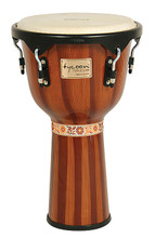 Artist Series Hand-Painted Brown Finish Djembe (12 inch.). For Djembes. Tycoon. Tycoon Percussion #TJ-72BHPBR. Published by Tycoon Percussion.

Ideal for the working percussionist! Constructed of hand-selected, aged Siam Oak wood, this djembe features a black powder-coated Deluxe hoop, reinforced side plates with 5/16″ diameter tuning lugs, and backing plates. It is 22″ tall, with a 12″ diameter head made of hand-picked premium quality goat skin. Super high-gloss finishing is applied to the drum, and as the name suggests, highly-skilled craftsmen painted the distinct color. A tuning wrench is included.