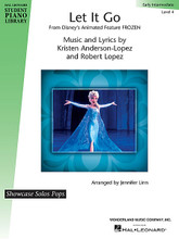Let It Go (from Frozen) (Showcase Solos Pops Intermediate - Level 5). By Demi Lovato and Idina Menzel. By Kristen Anderson-Lopez and Robert Lopez. Arranged by Jennifer Linn. For Piano/Keyboard. Educational Piano Library. Intermediate. 8 pages. Published by Hal Leonard. 

The blockbuster hit single from Disney's animated feature Frozen arranged for intermediate level piano solo, includes lyrics and fingering. The level is easier than PVG and more difficult than easy piano.