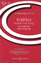 Kalinka (CME Beginning). Arranged by Joan Gregoryk. For Choral, Chorus (SSA A Cappella). CME Beginning Series. 8 pages. Boosey & Hawkes #M051467853. Published by Boosey & Hawkes.

Kalinkais about a young man sitting under a red berry bush (Kalinka), singing his feelings for his sweetheart. The expressiveness of the song is achieved through the contrast between a lively and rhythmic chorus and the more legato and subdues verses.

Minimum order 6 copies.