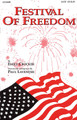 Festival of Freedom arranged by Emily Crocker. For Choral (SATB). Choral. Festival. 24 pages. Published by Hal Leonard.

Here's an ideal way to close a music festival or spring concert. Combining choir and band, this powerful setting traces America's roots through song, portraying the struggle for freedom and the pursuit of a dream. Using some of our most treasured folk songs, it paints a vivid picture of America's heritage. This dramatic finale will be a standard for your library for years to come. Includes: Shenandoah * Yankee Doodle * Cumberland Gap * The Banks of the Sacramento * Follow The Drinking Gourd * The Battle Cry of Freedom * The British Grenadiers * Chester * Old Joe Clark * The Yellow Rose of Texas * Deep River * America The Beautiful. Available: SATB, SAB, 2-Part, Concert Band. Performance Time: Approx. 7:00.

Minimum order 6 copies.