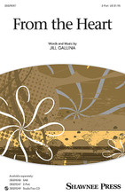 From the Heart by Jill Gallina. 2-Part. Choral. 12 pages. Published by Shawnee Press.

“There are people who care and who always are there when we need a helping hand.” These inspirational words sing beautifully in this gentle and uplifting setting for young voices. It's a wonderful choice for the moments celebrating those who give “from the heart” for the good of humankind.

Minimum order 6 copies.