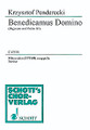 Benedicamus Domino by Krzysztof Penderecki (1933-). For Choral (TTBB). Schott Chorverlag (Choral Music). Choral Score. 8 pages. Schott Music #C47592. Published by Schott Music.

Minimum order 6 copies.