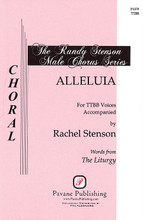 Alleluia by Rachel Stenson. For Choral (TTBB). Pavane Secular. Sacred. 12 pages. Pavane Publishing #P1279. Published by Pavane Publishing.

Performed at the 2005 ACDA National Convention, this original is filled with rhythmic and energetic verve.

Minimum order 6 copies.