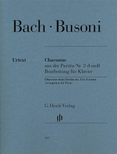 Chaconne from Partita No. 2 in D Minor (Piano Solo). By Johann Sebastian Bach (1685-1750). Edited by Norbert Mallemann. For Piano. Henle Music Folios. Softcover. 35 pages. G. Henle #HN557. Published by G. Henle.

Who isn't familiar with Johann Sebastian Bach's Chaconne, the final movement in his Partita in D minor for violin solo? Time and again composers have been inspired to make this exceptional piece accessible for other instruments. Perhaps the best-known arrangement is by Ferrucio Busoni. Without distancing himself too greatly from Bach's original, he endeavours to transpose the virtuosity of the string writing onto the piano. Thus Busoni wrote for the piano in a way that congenially makes the most of the capabilities of the modern piano. Our Urtext edition not only takes into account the traditional sources but also meticulously analyses a piano roll in great depth on which Busoni himself can be heard. The fingerings were provided by none other than Marc-André Hamelin.