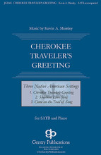 Cherokee Traveler's Greeting (from Three Native American Songs). By Kevin Memley. For Choral (SATB). Gentry Publications. 12 pages.

Memley celebrates the Native American culture with an exquisite triptych of poems and song called Three Native American Settings. The original music is consumed with the sounds of the Native American spirit in all three selections. Although they can be performed separately, the set provides a reverent tribute to a beautiful culture. High school or college or community choirs.

Titles include:: Cherokee Traveller's Greeting * Shoshone Love Song * and Come on the Trail of Song.

Minimum order 6 copies.