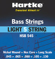 Hartke Transient Attack Bass Strings (Light 5 String). Hartke Equipment. General Merchandise. Hal Leonard #HSB545. Published by Hal Leonard.
Introducing Hartke Bass Strings. Bass players will get nothing less than what they would expect from a Hartke product: Reliability, consistency, and ultra-fast transient response for a brighter, richer, more defined tone. The Hartke bass strings come in 12 configurations, including 4 and 5 string sets of XLIGHT, LIGHT, and MEDIUM, available in single and three packs. They are long scale, nickel wound, hex core strings, with color-coded beads for easy identification.