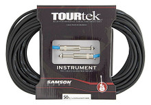 Tourtek Instrument Cables (50-Foot Instrument Cable). Samson Audio. General Merchandise. Hal Leonard #SATI50. Published by Hal Leonard.

Tourtek Cables have been designed for musicians and sound engineers who require superior sound quality and demand ultimate reliability. The cables exceed the design goal by combining quality components like genuine Neutrik® connectors and durable low-noise wire with solid build construction.

Tourtek Instrument Cables feature inner stranded copper conductors covered by a PVC insulator, which is wrapped in a second carbon insulator, then wrapped in a braided copper shield with 96% coverage. This is protected by a 6mm PVC outer jacket. The low capacitance cable provides excellent rejection of RFI/EMI interference, extremely low handling noise and superior sound quality.

These instrument cables are available in a variety of lengths to ensure you have the appropriate cable for any application and can be purchased with one right angle connector as well. Standard instrument cable available in 1', 3', 6', 10', 15', 20', 25', 30', 50'. Instrument cable with one right angle connector available in 3', 10', 20' and 25'.