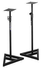 MS200 - Heavy Duty Studio Monitor Stands Samson Audio. General Merchandise. Hal Leonard #MS200. Published by Hal Leonard.

This pair of professional-grade isolated studio monitor stands feature telescoping columns for height adjustment, solid metal speaker platforms, heavy bases with carpet spikes, and have a 40 lb maximum speaker load. Ideal for Auro 8, Resolv 65, Resolv 65a, Resolv 80a and Rubicon 6a monitors.