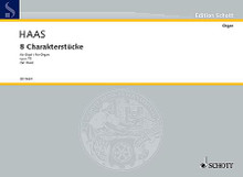 8 Charakterst (Organ). Composed by Josef Haas. For Organ (Organ). Schott. 40 pages. Schott Music #ED9681. Published by Schott Music.

As a pupil of Reger, Josef Haas exerted a great influence on the development of church music in the 20th Century. These organ pieces were written in 1907 and are published here in a new edition to mark the 125th anniversary of the composer's birth. While the influence of Max Reger is evident, these compositions are full of lovely musical ideas: the little pieces will be equally effective whether they are played individually as part of a church service or performed as a cycle in a concert setting. The expansive Prelude, the charming Idyll, the heartfelt Romance, the witty Capriccio, the clear lines of the Intermezzo, the Moment Musical with its staccato bass, the Canzone and finally the powerful Toccata all reveal a Romantic organist whom many lovers of the instrument should enjoy rediscovering.