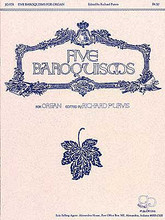 Five Baroquisms edited by Richard Purvis. For Organ. Gentry Publications. 20 pages. Gentry Publications #JG0578. Published by Gentry Publications.

This collection of baroque organ pieces is an excellent source of repertoire for any organist. Mr. Purvis has brought together works by Bach * Arne * d'Andrieu * and Rameau. Each piece has its own characteristic, but all have that same baroque style and flair.