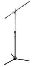 Combination Boom and Straight Tripod Base Mic Stand (StagePRO Series, KB840M Model). Hamilton Stands. General Merchandise. Hal Leonard #KB840M. Published by Hal Leonard.

A composite plastic base and collet make this stand lighter for the traveling musician. Perfect for acoustic guitar and vocal or for kick drum and overhead miking, it features a boom that slides up and down along the top post while the top of the post accepts a goose neck or second boom. Standard US threads for mounting second boom or gooseneck are also included.