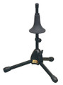 International Trumpet Stand (Black Finish). Hamilton Stands. Hal Leonard #KB950. Published by Hal Leonard.

This compact stand features a height adjustable spring cushioned bell cup that protects against dings and scratches. Stand has a fixed height of 16-1/2″ and a base spread of 12″. It folds to a compact size for travel and storage, and it fits in most gig bags and back packs.