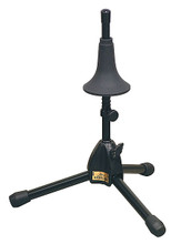 International Trumpet Stand (Black Finish). Hamilton Stands. Hal Leonard #KB950. Published by Hal Leonard.

This compact stand features a height adjustable spring cushioned bell cup that protects against dings and scratches. Stand has a fixed height of 16-1/2″ and a base spread of 12″. It folds to a compact size for travel and storage, and it fits in most gig bags and back packs.