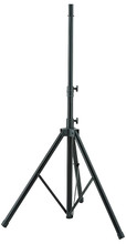 Aluminum Speaker Stand - Double End Tube Hamilton Stands. Hal Leonard #KB715S. Published by Hal Leonard.

Sturdy yet lightweight, this aluminum speaker stand has a steel upper tube for strength. The upper tube fits both 1-3/8″ and 1-1/2″ speaker mounts. Designed for the working DJ, the stand is easy to transport, set up and use. The wide base, with a maximum spread of 40″, provides stability, and the height position can be adjusted from 42″ - 80″ and secured with a locking pin.