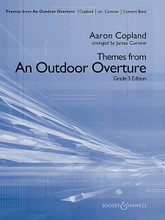 Themes from An Outdoor Overture composed by Aaron Copland (1900-1990). Arranged by James Curnow. For Concert Band (Score & Parts). Boosey & Hawkes Concert Band. Grade 4. Published by Boosey & Hawkes.

Aaron Copland's An Outdoor Overture was composed for orchestra in 1938 for the High School of Music and Art in New York City, then transcribed for wind band in 1941. This adaptation by James Curnow features the primary themes from the original work in a concise, yet bold and appealing format. The music itself is an example of Copland in his prime, with buoyant themes expressing a sense of optimism and joy. Dur: 3:50.