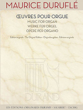 Music for Organ (The Original Edition). Composed by Maurice Durufle (1902-1986). For Organ (Organ). Editions Durand. Softcover. Editions Durand #DF16175. Published by Editions Durand.

Includes Scherzo (Op. 2), Prélude, Adagio et Choral varié, sur le thème du Veni creator(Op. 4), Suite (Op. 5), Prélude et Fugue, sur le nom d'Alain (Op. 7), and Méditation.