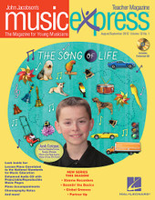 The Song of Life Vol. 13 No. 1 (Basic Complete Pak (30 Student Magazines, 1 Teacher Magazine, 1 Enhanced Audio CD)). By Jake Shimabukuro and The Beatles. By Henry Mancini, John Higgins, John Jacobson, Mac Huff, and Roger Emerson. Arranged by Emily Crocker and Mark A. Brymer. BASIC COMPLETE PAK. Music Express. Published by Hal Leonard.

Songs: The Song of Life, Twist and Shout (The Beatles), Adios Muchachos, It's a Small World, Icka Backa Soda Cracker, Jake Shimabukuro. Listening Lab: The Pink Panther Theme (Henry Mancini), Musical Planet: Argentina. Teacher Magazine contains Lesson Plans correlated to the National Standards, and 1 Enhanced Audio CD that includes PDFs of selected content. Digital and Premium Paks include an Interactive Student Magazine on DVD-ROM for projection in the music classroom.