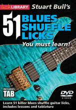 Stuart Bull's 51 Blues Shuffle Licks You Must Learn! by Stuart Bull. For Guitar. Lick Library. DVD. Guitar tablature. Lick Library #RDR0449. Published by Lick Library.

Blues riffs licks and songs have served as a great platform for many guitar players for many years, no matter how a technical a run or flurry of notes can be, placing a blues phrase or lick at the end always grounds the passage and brings the listener back to a familiar musical place. Regardless of whether you are using blues licks in a rock or metal genre or playing pure blues you can never have enough blues licks in your repertoire. This DVD offers 51 great usable licks in the shuffle rhythm. This style forces the player to deliver licks and phrases that offer taste and timing to the ear of the listener. By learning these licks you can build an arsenal of blues motifs that can be puled into other styles or simply played along with the included backing track. This DVD offers fun, education and above all great licks. Whatever your style there is something here for you.