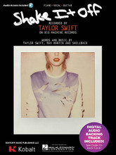 Shake It Off by Taylor Swift. For Piano/Vocal/Guitar. Piano Vocal. Sheet w/ audio online. 8 pages. Published by Hal Leonard.

This sheet music features an arrangement for piano and voice with guitar chord frames, with the melody presented in the right hand of the piano part as well as in the vocal line.