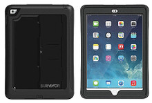 Survivor Slim for iPad Air2 Griffin. Griffin Technology #GB40366. Published by Griffin Technology.

Survivor Slim for iPad Air 2 is the perfect blend of slim, multi-layer design and mil-spec rugged protection. Survivor Slim protects your iPad Air 2 from 2-meter drops using a shatter-resistant polycarbonate shell ringed with a silicone bumper. The bumper absorbs shocks and creates a non-slip grip when you carry it. The touch-through screen shield protects your multi-touch display while you use it, and the built-in fingerprint scanner is fully accessible. All buttons are covered in flexible silicone to deflect windblown dust, grit and rain. Survivor Slim's built-in kickstand flips open and locks in place to hold your iPad at the perfect angles for viewing video, surfing or typing.