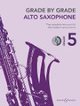 Grade by Grade - Alto Saxophone (Grade 5) (With CD of Performances and Accompaniments). Composed by Various. Edited by Janet Way. For Alto Saxophone. Boosey & Hawkes Chamber Music. Softcover with CD. 30 pages. Boosey & Hawkes #M060128769. Published by Boosey & Hawkes.

This series highlights composers including Karl Jenkins, Serge Prokofieff, and Dmitri Shostakovich alongside arrangements of traditional music from around the world. Each book contains grade-appropriate scales and arpeggios linked to the repertoire, sight-reading and improvisation activities, aural awareness tasks and a piano accompaniment booklet. The CD includes full performance demonstrations, piano backing tracks and grade-appropriate aural awareness resources.