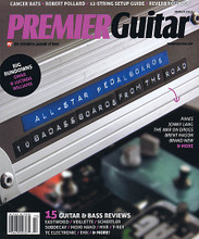 Premier Guitar Magazine March 2015 PREMIER GUITAR. 176 pages. Published by Hal Leonard.

Premier Guitar March 2015: Pedal freaks rejoice! We've got info and close-up photos of 10 of the coolest stomp stations from our recent Rig Rundowns – from Pixies to Brent Mason, the War on Drugs, Larry Carlton, Brand New, Jonny Lang, Death from Above 1979, Bring Me the Horizon, the Gaslight Anthem, and Third Eye Blind. Then we've got a gallery of your pedalboards, which often give the pros' boards a serious run for their money. We've also got a review roundup of “spring-reverb” pedals – Subdecay's Super Spring Theory, Mojo Hand Fx's Dewdrop, and Catalinbread's Topanga – new photos from our Gwar and Lucinda Williams Rig Rundown video shoots, and a DIY feature with setup and Maintenance tips for 12-string guitars. Out artist interviews this month include chats with Robert Pollard, Cancer Bats' Scott Middleton, and Consider the Source's Gabriel Marin. Other gear reviews include toys from MXR, Eastwood, Veillette, Tone Bakery, TC Electronic, T-Rex, Schertler, BC Audio, Red Witch, Outlaw, Electro-Harmonix, and Stone Deaf.