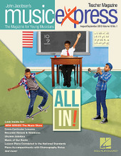 Choral (Teacher Magazine w/CD)
August/September 2015. Composed by John Jacobson, Mac Huff, and Roger Emerson. Arranged by Emily Crocker and John Higgins. Music Express. 64 pages. Published by Hal Leonard.

Get on board the Music Express with this essential resource for general music classrooms and elementary choirs. Join John Jacobson and friends as they provide you with creative, high-quality songs, lessons and recordings that will keep students engaged and excited! This August/September issue includes: All In!, Rock Around the Clock, Swiss Hiking Song, Everything Is Awesome (from THE LEGO MOVIE), Symphony No. 5 in C Minor (Beethoven), Over My Head, School Is Cool, NEW online series, THE MUSIC SHOW, Episode #1: The Beat Is the Heart of Music, plus many more songs and activities in the teacher magazine!
