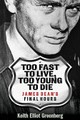 James Dean's Final Hours. Applause Books. Softcover. 288 pages. Published by Applause Books.

In Too Fast to Live, Too Young to Die, readers take an evocative journey with author Keith Elliot Greenberg as he pieces together the puzzle of James Dean's final day and its everlasting impact. Greenberg travels to Dean's hometown to talk with folks who knew the star, and all the way to the California roads that underlay the tires of the actor's infamous Porsche Spyder. Taking the story back and forth in time, Greenberg gives insight into what drove Dean to live on the edge – the early loss of his mother, his relentless drive to explore for the sake of his craft. Dean once said, “Dream as if you'll live forever. Live as if you'll die today.” He lived to experience, and the one love that compared to his love of acting was his love of racing cars. Greenberg puts the event in historical context, reflecting on the world Dean lived in at the time, an era after World War II, the end of the Korean War, the advent of rock and roll, with the sixties coming down the pike. The star's too-soon departure froze him as a symbol of American Cool, and as proven by the 20,000 people who return to Dean's grave each year to pay homage, a major influence on youth culture for myriad generations. With fresh interviews with insiders, riveting storytelling, and acute attention to details – from vehicle specs to Dean's stops along the way (including for an ominous speeding ticket) to how the news reached the world – Greenberg delivers a thoughtful look at this historical moment.