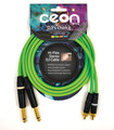 Premium DJ Dual/Mono (Black Light) Cable Ceon Series – Hi-Flex DJ's Choice Stereo RCA to 1/4″ TS 10-Foot Cable: Neon Green