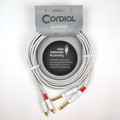 Unbalanced Twin Cable/Adapter (White) Essentials Series – Two 1/4″ Mono Plugs to Two RCA Plugs, 3-Foot Cable