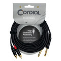 Unbalanced Twin Cable/Adapter (Black) Essentials Series – Two 1/4″ Mono Plugs to Two RCA Plugs, 20-Foot Cable