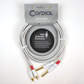 Unbalanced Twin Cable/Adapter (White) Essentials Series – Two 1/4″ Mono Plugs to Two RCA Plugs, 20-Foot Cable