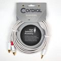 Y Adapter (White) – Long Essentials Series – 1/8″ Stereo TRS to Left/Right Mono RCA Plugs, 20-Foot Cable