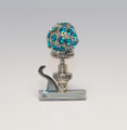 Luxitune Hill-Style String Adjuster, Pave Ball, Cerulean Blue Crystals, Rhodium - Violin E or Viola A