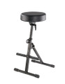 14061 Multi-Purpose Stool with Pneumatic Adjustment, Footrest, and Round Seat, Black Leather