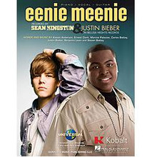Eenie Meenie by Sean Kingston and Justin Bieber. For Piano/Vocal/Guitar. Piano Vocal. 12 pages. Published by Hal Leonard.

This sheet music features an arrangement for piano and voice with guitar chord frames, with the melody presented in the right hand of the piano part, as well as in the vocal line.
