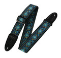 '60s Hootenanny Jacquard Weave Guitar Strap – Blue, Black & Yellow Print Series – 2″ Wide Levys Straps Fretted Instrument Accessories